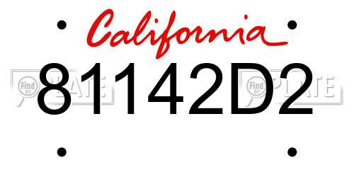81142D2 California License Plate