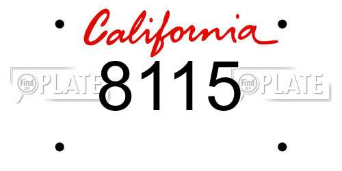 8115 California License Plate