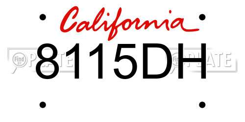 8115DH California License Plate