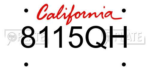 8115QH California License Plate