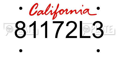 81172L3 California License Plate
