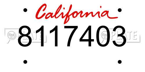 8117403 California License Plate
