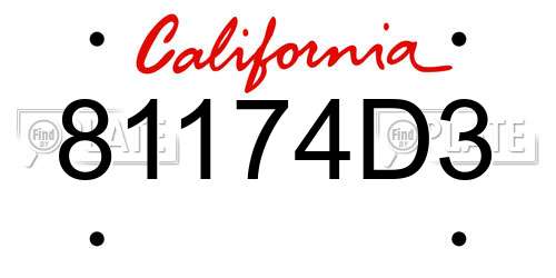 81174D3 California License Plate