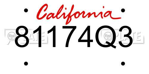81174Q3 California License Plate