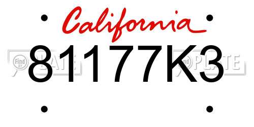 81177K3 California License Plate
