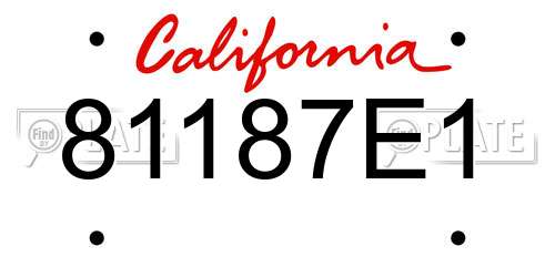 81187E1 California License Plate