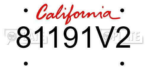 81191V2 California License Plate