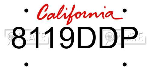 8119DDP California License Plate