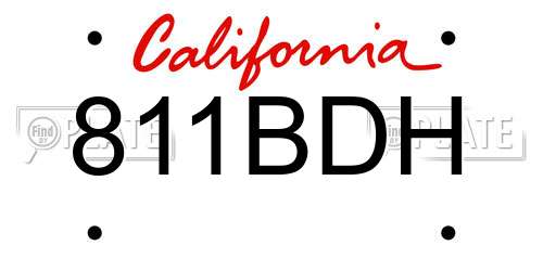 811BDH California License Plate