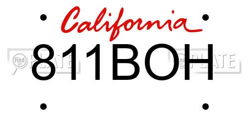 811BOH California License Plate