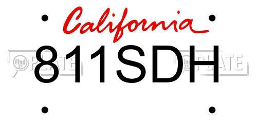 811SDH California License Plate