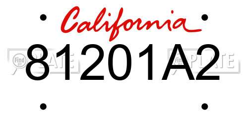 81201A2 California License Plate
