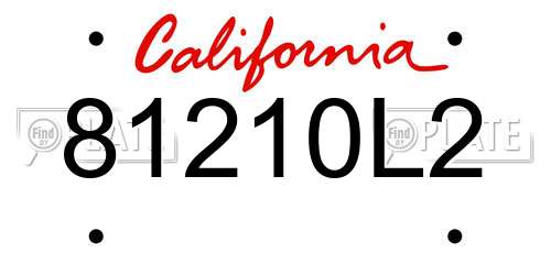81210L2 California License Plate
