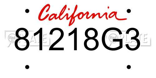 81218G3 California License Plate