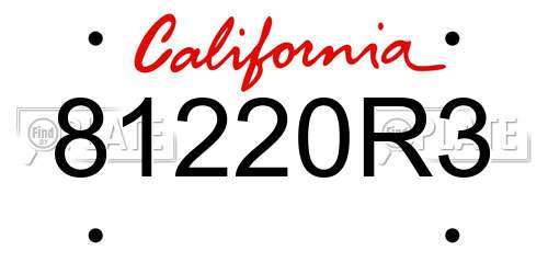 81220R3 California License Plate