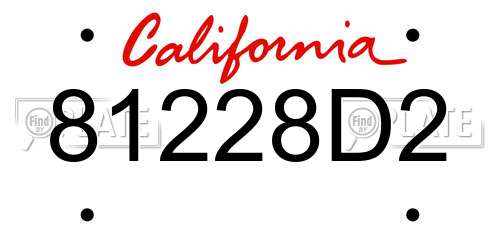 81228D2 California License Plate