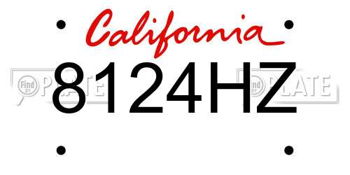 8124HZ California License Plate