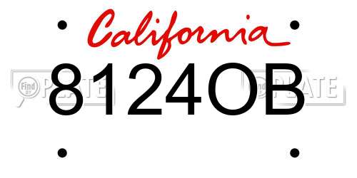 8124OB California License Plate