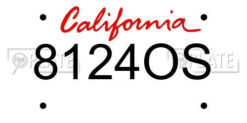 8124OS California License Plate