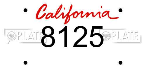 8125 California License Plate