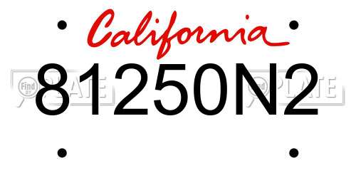 81250N2 California License Plate