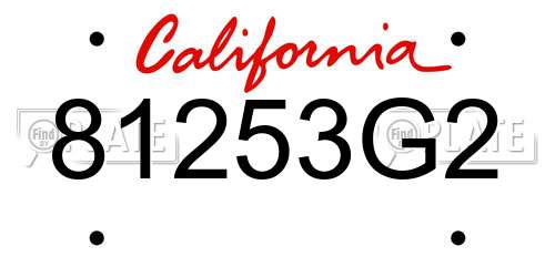 81253G2 California License Plate