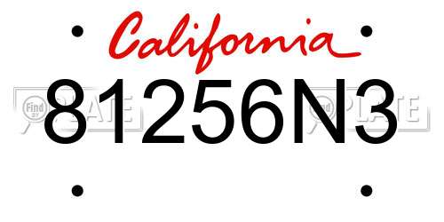 81256N3 California License Plate