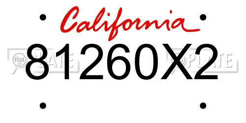 81260X2 California License Plate