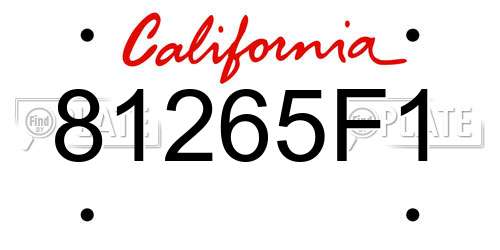 81265F1 California License Plate