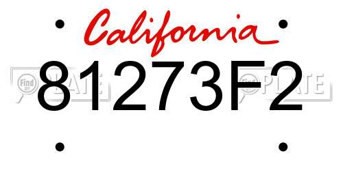 81273F2 California License Plate