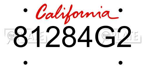 81284G2 California License Plate