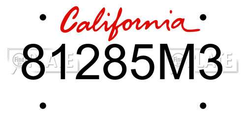 81285M3 California License Plate