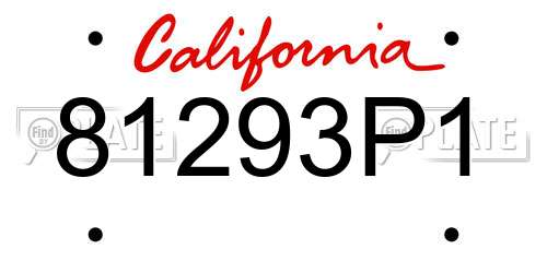 81293P1 California License Plate
