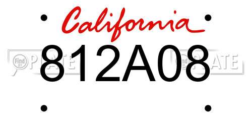 812A08 California License Plate
