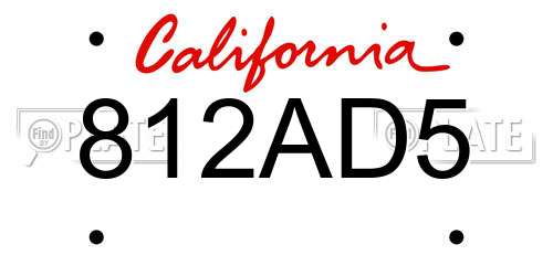 812AD5 California License Plate