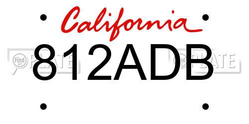 812ADB California License Plate