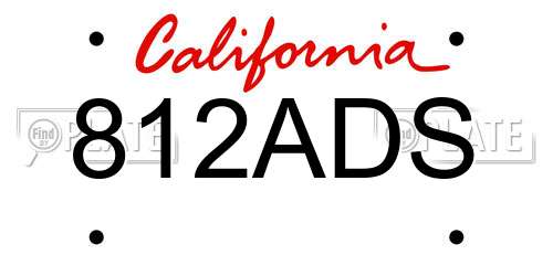 812ADS California License Plate