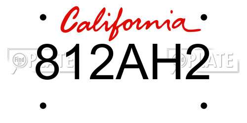 812AH2 California License Plate