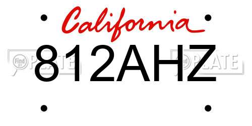 812AHZ California License Plate