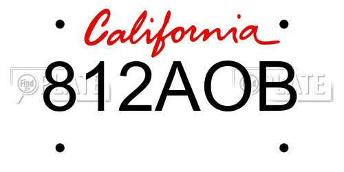 812AOB California License Plate