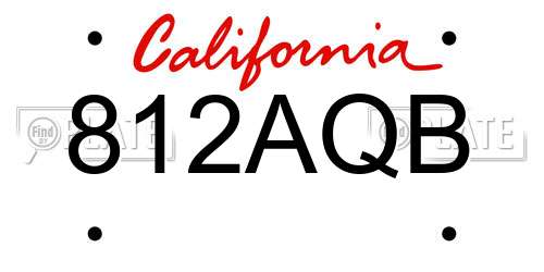 812AQB California License Plate