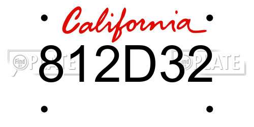812D32 California License Plate