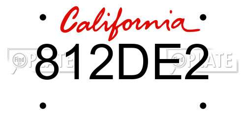 812DE2 California License Plate