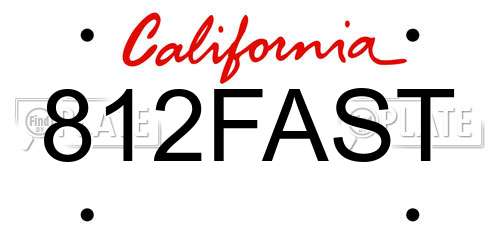 812FAST California License Plate