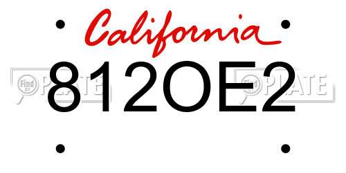 812OE2 California License Plate