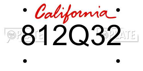 812Q32 California License Plate