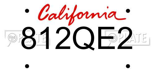 812QE2 California License Plate