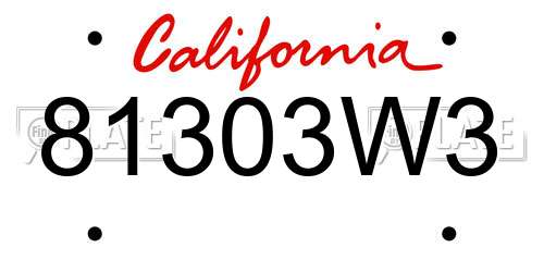 81303W3 California License Plate