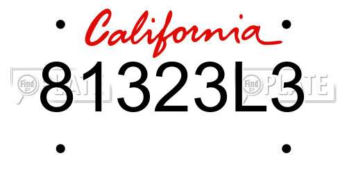 81323L3 California License Plate