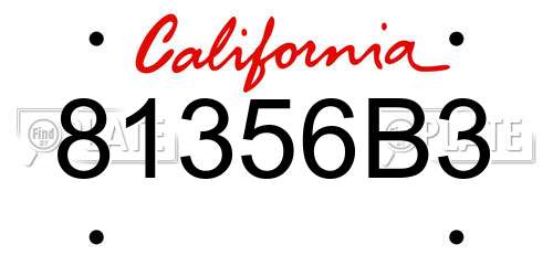 81356B3 California License Plate